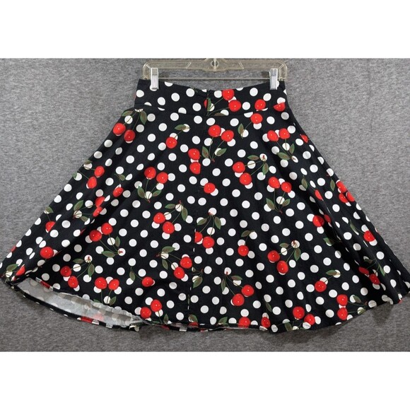 FANCYQUBE Polka Dot Cherry Print Skirt Zipper Detail Women's Feminime - Picture 12 of 16